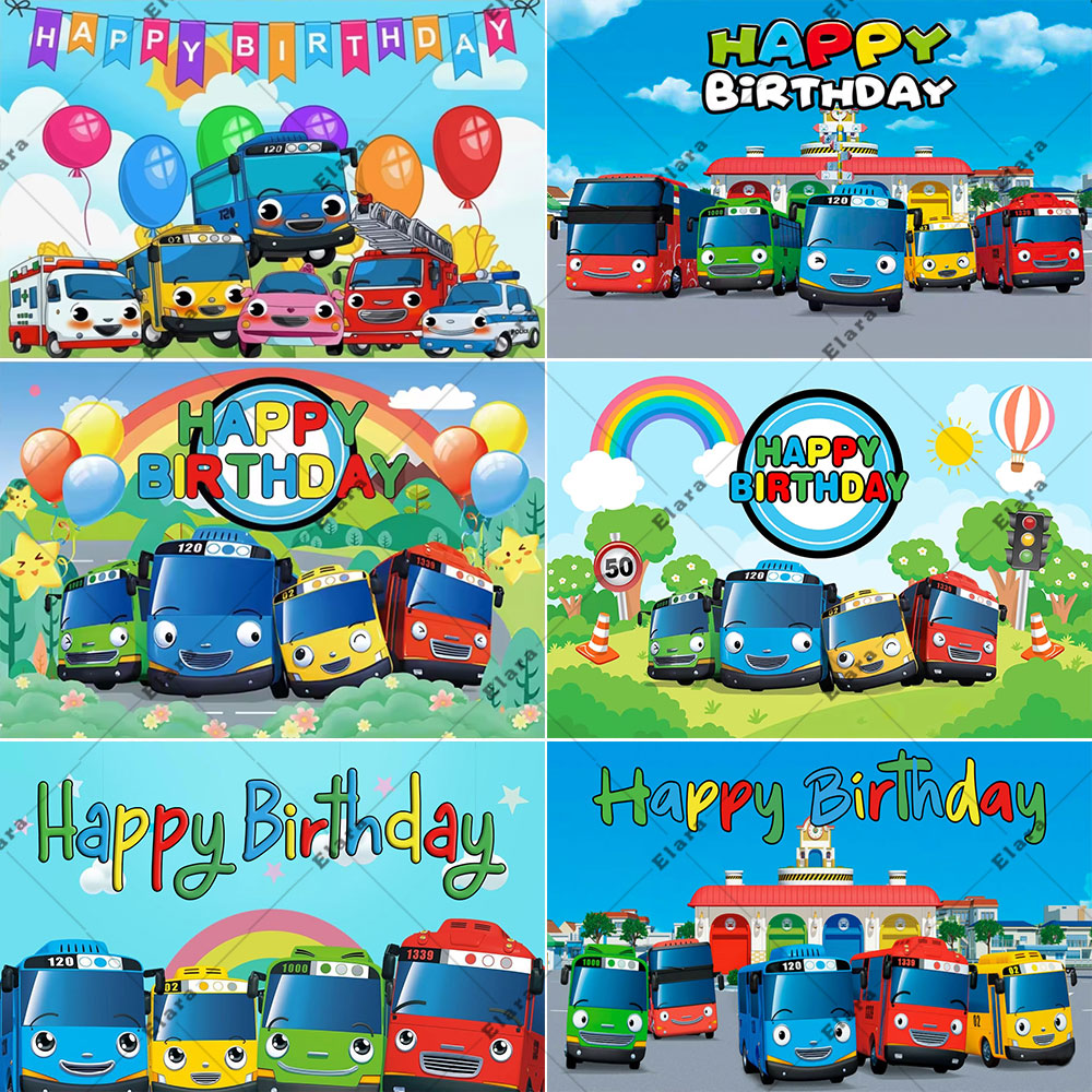 Kids Education Banner - Cartoon Anime The Little Bus Kids
