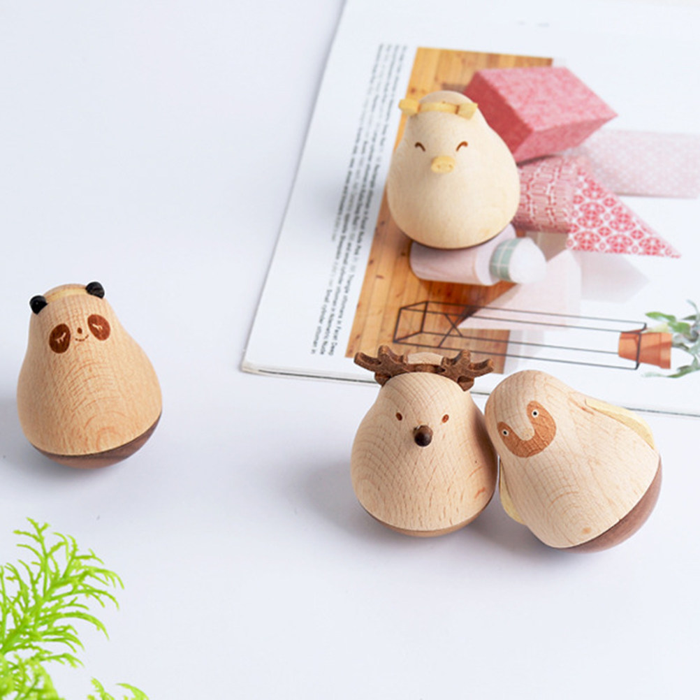 Kids Education Fun - Wooden Animal Tumbler Decoration Cartoon Style
