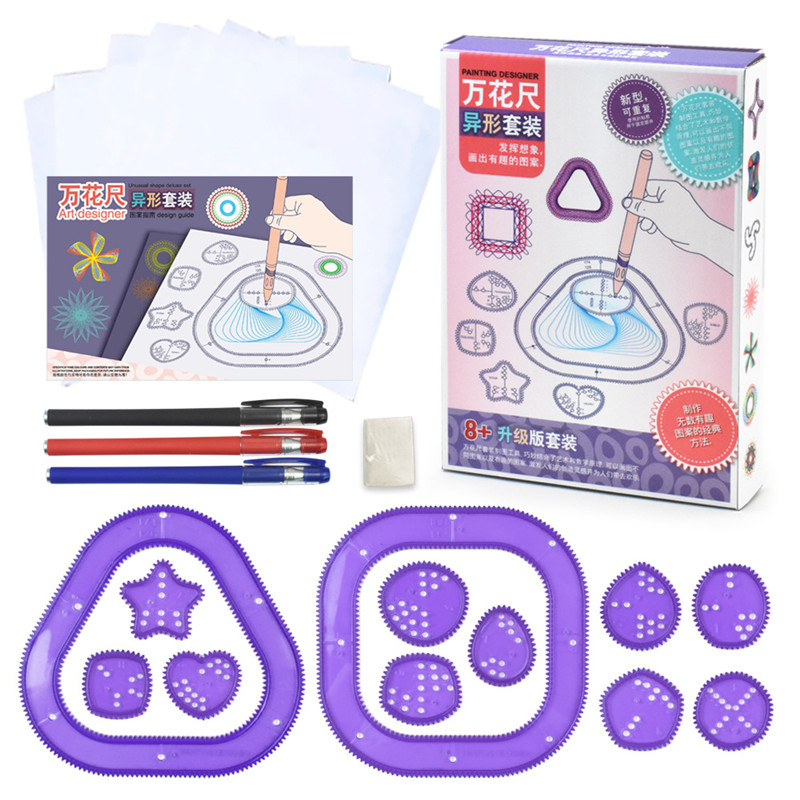 Kids Education Template - Funny Spirograph Drawing Toys Set Interlocking
