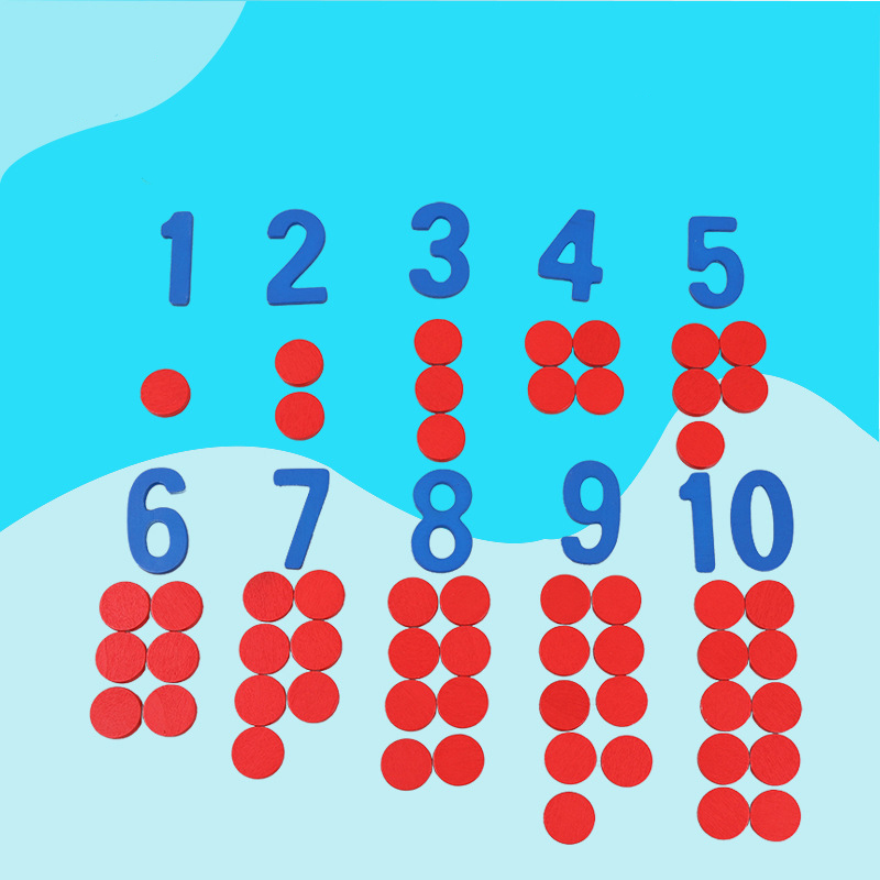 Math Manipulative Set - Kids Wooden Montessori Cognitive Cards Number