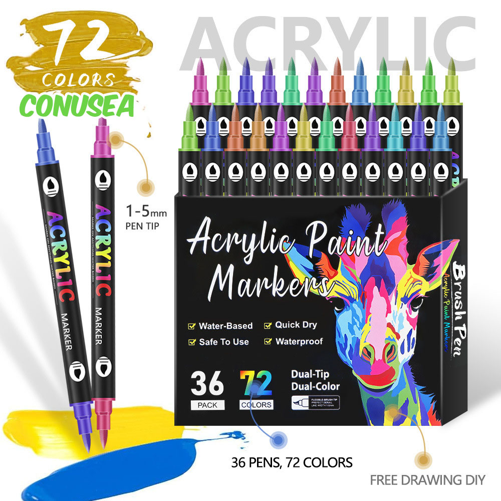 Kids Education Tips - Acrylic Paint Markers Dual Tip 24/48/72