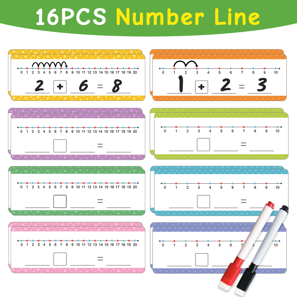 Math Manipulative Set - 16Pcs Educational Dry Erase Number Line
