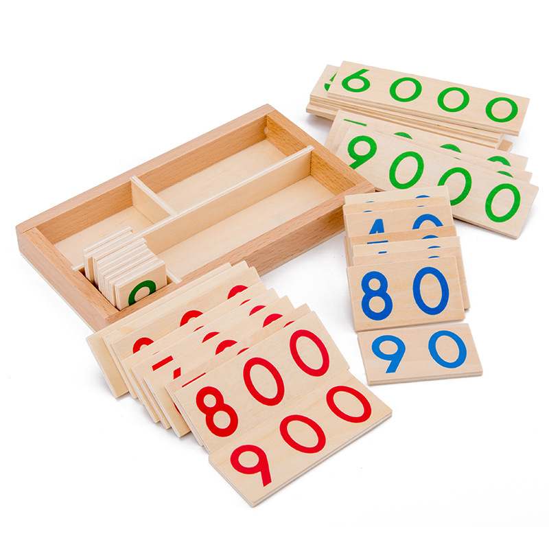 Math Manipulative Set - Wooden Numbers Card 1-9000 Montessori Learning