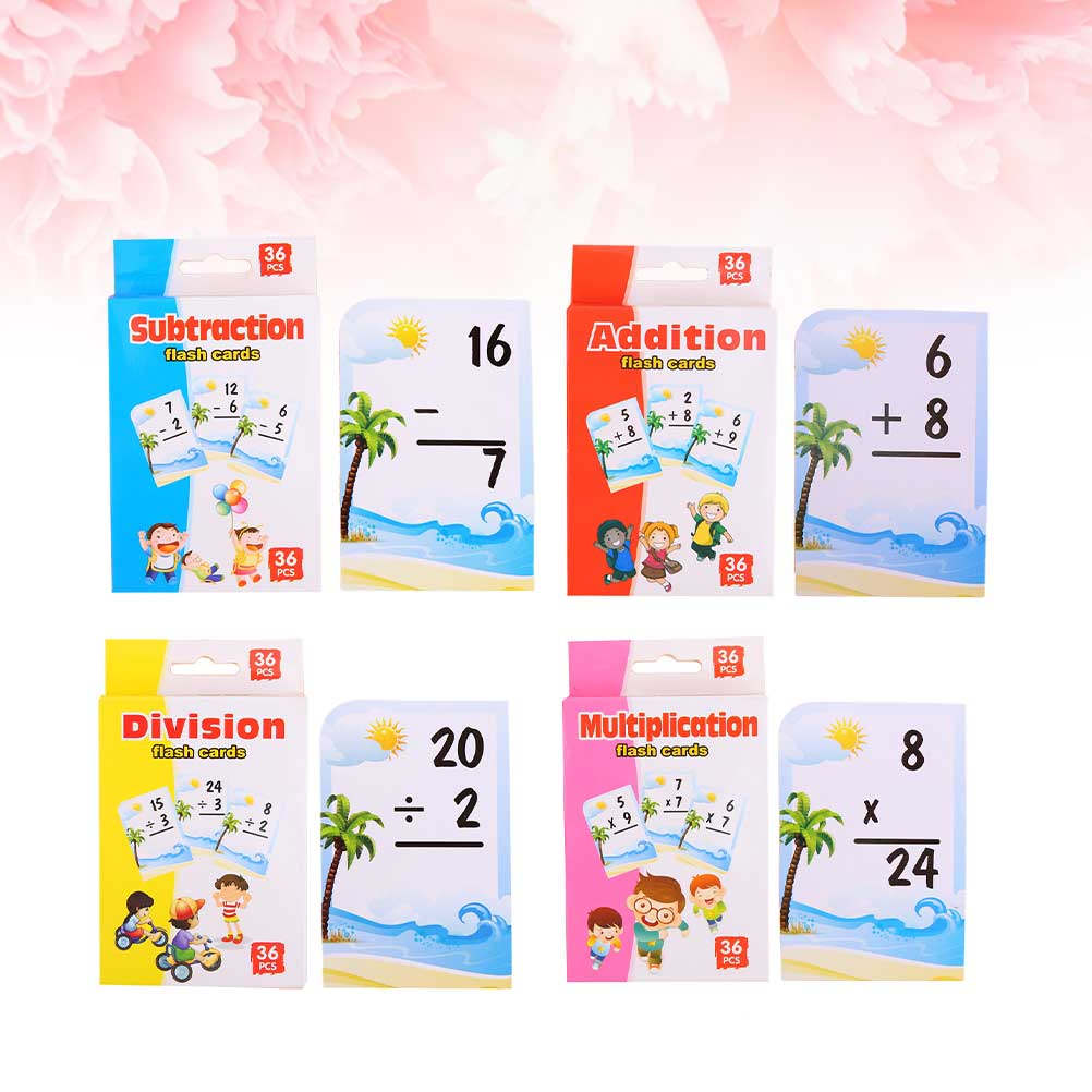 Kids Education Card - 4 Boxes Childrens Math Study Cards
