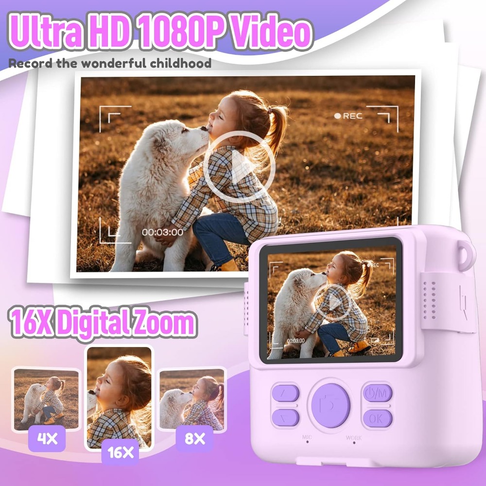 Instant Print Camera for Kids, - đánh giá và giá Kids Education Card